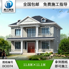 二層帶陽臺農(nóng)村小別墅效果圖及施工圖_農(nóng)村自建房設(shè)計(jì)圖,鼎川別墅圖紙