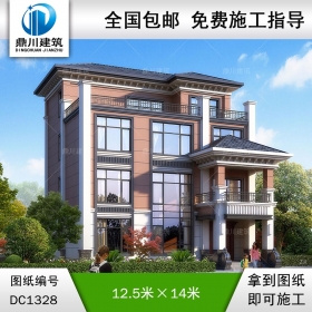 四層簡歐復式別墅施工圖紙及效果圖_農(nóng)村自建別墅設計,鼎川建筑